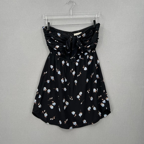 FOR LOVE AND LEMONS Dress Womens Medium Black Strapless Tie Front Floral Print - Picture 4 of 16
